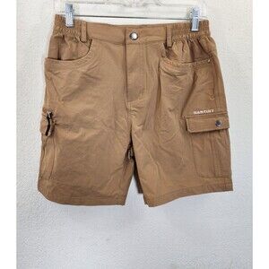 Santiny Womens Hiking Cargo Shorts M Khaki Brown Nylon Stretch Quick Dry Outdoor